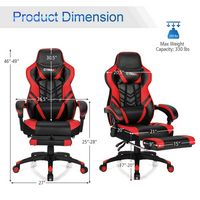 Costway - Adjustable Gaming Chair with Footrest - Red and Black - Alternate Views