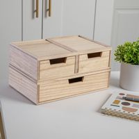 Martha Stewart - Weston Set of 3 Paulownia Wood Storage Boxes with Pullout Drawers in Light Natur... - Alternate Views
