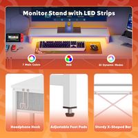 Bestier - Computer Desk with LED Lighting - White - Alternate Views
