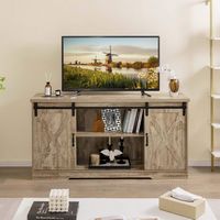 TV Stand Farmhouse Cabinet Sliding Barn Door Adjustable Shelves for TV up to 65'' - Alternate Views