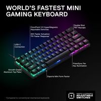 SteelSeries - Apex Pro Mini 60% V2 Wired HyperMagnetic Gaming Keyboard – With Rapid Tap, Rapid Tr... - Alternate Views