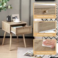 Costway - Nightstand Bedside End Sofa Table with Rattan Drawer for Bedroom & Living Room - Natural - Alternate Views