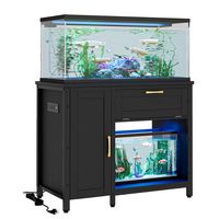 Bestier 55-75 Gallon Wooden Fish Tank Stand with Storage Cabinet Supports Up to 730 lbs - Black - Alternate Views