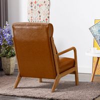 Bestier - Mid-Century Upholstered Accent Chair with Wooden Frame and High Back, Pillow, and Waist... - Alternate Views