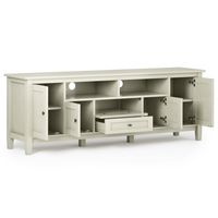 Simpli Home - Warm Shaker SOLID WOOD 72 inch Wide Rustic TV Media Stand in Antique White For TVs ... - Alternate Views