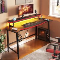 Bestier - Gaming Desk with LED Lights and Monitor Stand - 63