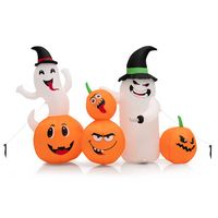 Costway - 6 FT Long Halloween Inflatable Decor 4 Pumpkins & Ghosts w/ Built-in LED Lights - Orang... - Alternate Views