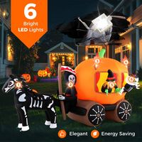 Costway - 10.2 ft Long Halloween Inflatable Carriage LED Lighted Carriage w/ Pumpkin 2 Ghosts Wit... - Alternate Views