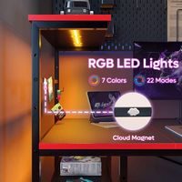 Bestier - Gaming Desk with RGB LED Lighting and 4-Tier Reversible Storage Shelves - Carbon Fiber ... - Alternate Views
