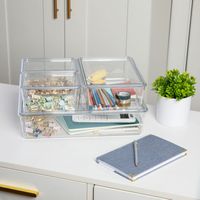 Martha Stewart - Brody Premium Clear Plastic Storage Bins with Lids-2-SM/1-MED/1-LG - Clear - Alternate Views