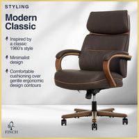 Finch - Neo Two Retro-Modern Mid-Back Office Chair - Brown - Alternate Views