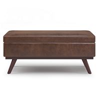 Simpli Home - Owen Lift Top Large Coffee Table Storage Ottoman - Distressed Chestnut Brown - Alternate Views