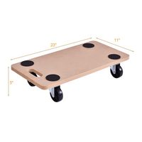 Costway - 440lbs Platform Dolly Rectangle Wood Utility Cart with Wheels - Tan - Alternate Views