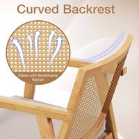 Costway Mid Century Modern Accent Chairs Set of 2 with Breathable Rattan Back Dining Room - Natural - Alternate Views
