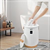 Costway - 20L Bathroom Towel Heater Bucket with Fragrance Holder & LCD Display - White - Alternate Views
