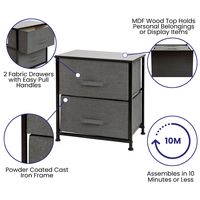 Alamont Home - 2 Drawer Wood Top Nightstand Storage Organizer with Cast Iron Frame and Dark Easy ... - Alternate Views