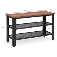 Costway - 3-Tier Shoe Rack，Industrial Shoe Bench with Storage Shelves for LivingRoom Brown - blac... - Alternate Views