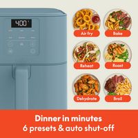 Bella - Fits-anywhere Kitchenware: 6-qt. Slim Air Fryer - Surf - Alternate Views