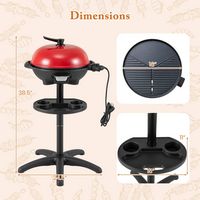 Costway - Outdoor Electric BBQ Grill 1350W Non-stick 4 Temperature Setting Red - Black - Alternate Views