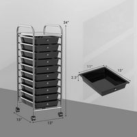 Costway - 10 Drawer Rolling Storage Cart Scrapbook Paper Office School Organizer - Black - Alternate Views