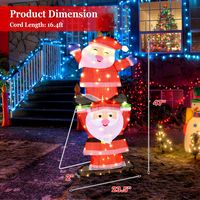 Costway - Christmas Outdoor LED Double Santa Yard Sign W/ String Lights & 4 Stakes - Multicolor - Alternate Views