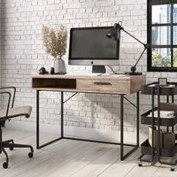 CorLiving - Fort Worth Wood Grain Finish Desk with Storage and drawer - Brown - Alternate Views