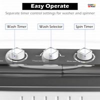 Costway - Portable Mini Compact Twin Tub 20 lb. Total Washing Machine Washer Spinner - Gray and W... - Alternate Views