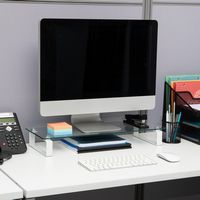 Mind Reader - Monitor Stand, Contemporary, Desktop Organizer, Laptop Riser, Office, Glass, 22