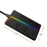 Titan - 6 Outlet 1500 Joules Surge Protector Strip with ColorChanging LED - Black - Alternate Views