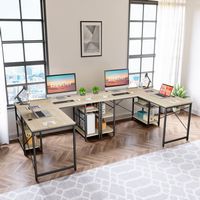 Bestier 55inch Gaming Desk L-shaped Desk Office Computer Desk - Light Oak - Alternate Views