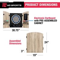 MD Sports - Elmhurst Smart Dartboard Cabinet with Digital Scorekeeping and Soft Tip Dart Set - ‎W... - Alternate Views
