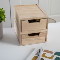 Martha Stewart - Weston Set of 2 Paulownia Wood Storage Boxes with Pullout Drawers in Light Natur... - Alternate Views