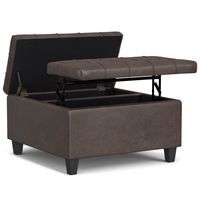 Simpli Home - Harrison Small Square Coffee Table Storage Ottoman - Distressed Brown - Alternate Views
