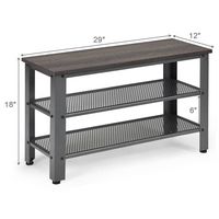 Costway - 3-Tier Shoe Rack，Industrial Shoe Bench with Storage Shelves for LivingRoom Grey - Silve... - Alternate Views