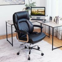 Costway - Big & Tall Leather Adjustable Office Chair - Black - Alternate Views