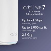 NETGEAR - Orbi 870 Series BE21000 Tri-Band Mesh Wi-Fi 7 Satellite - White - Alternate Views