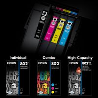 Epson - 802/802XL High-Yield and Standard Capacity Ink Cartridges - Black/Cyan/Magenta/Yellow - Alternate Views