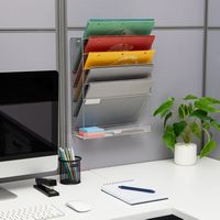 Mind Reader - 5-Tier Vertical File Storage, Desktop Organizer, Wall Mount, Office, Metal Mesh, 12... - Alternate Views