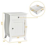 Costway - Accent End Table with Drawer Storage Cabinet Wooden Nightstand - White - Alternate Views