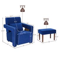 Costway - Modern Berber Fleece Sofa Chair with Ottoman and Waist Pillow - Deep Sapphire Blue - Alternate Views