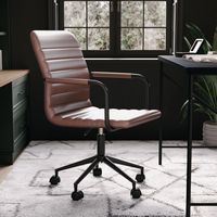 Martha Stewart - Taytum Faux Leather Office Chair - Saddle Brown Faux Leather/Oil Rubbed Bronze - Alternate Views