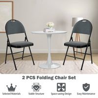 Costway 2 Pack Folding Chairs Portable Padded Office Kitchen Dining Chairs - Grey - Alternate Views
