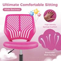 Costway Height-adjustable Ergonomic Kids Desk Chair with Universal Casters Working Chair - Pink - Alternate Views