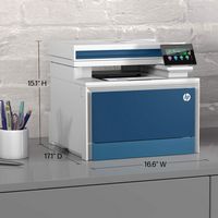HP - LaserJet Pro 4301fdn AI-Enabled Color All-in-One Laser Printer - White/Blue - Alternate Views