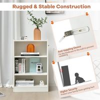 Costway - 3-Tier Bookcase Open Multipurpose Display Rack Cabinet with Adjustable Shelves - White - Alternate Views