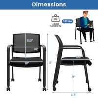 Costway - Conference Mesh Stackable Office Guest Chair  (Set of 2) - Black - Alternate Views