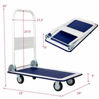 Costway - 330lbs Platform Cart Dolly Foldable - Blue - Alternate Views