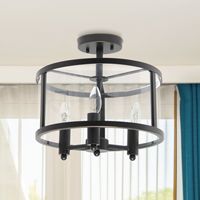 Lalia Home - 3 Light Semi-flushmount Glass and Metallic Accented - Black - Alternate Views