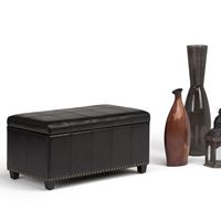 Simpli Home - Amelia 34 inch Wide Transitional Rectangle Storage Ottoman Bench in Faux Leather - ... - Alternate Views
