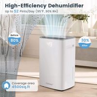 Costway 52 Pint Dehumidifier for Basement 4500 Sq. Ft Portable Dehumidifier 24H Timer - White - Alternate Views